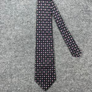 Polo by Ralph Lauren REPP Tie 4" X 57.5" Black Geometric Allover Hand Made Silk